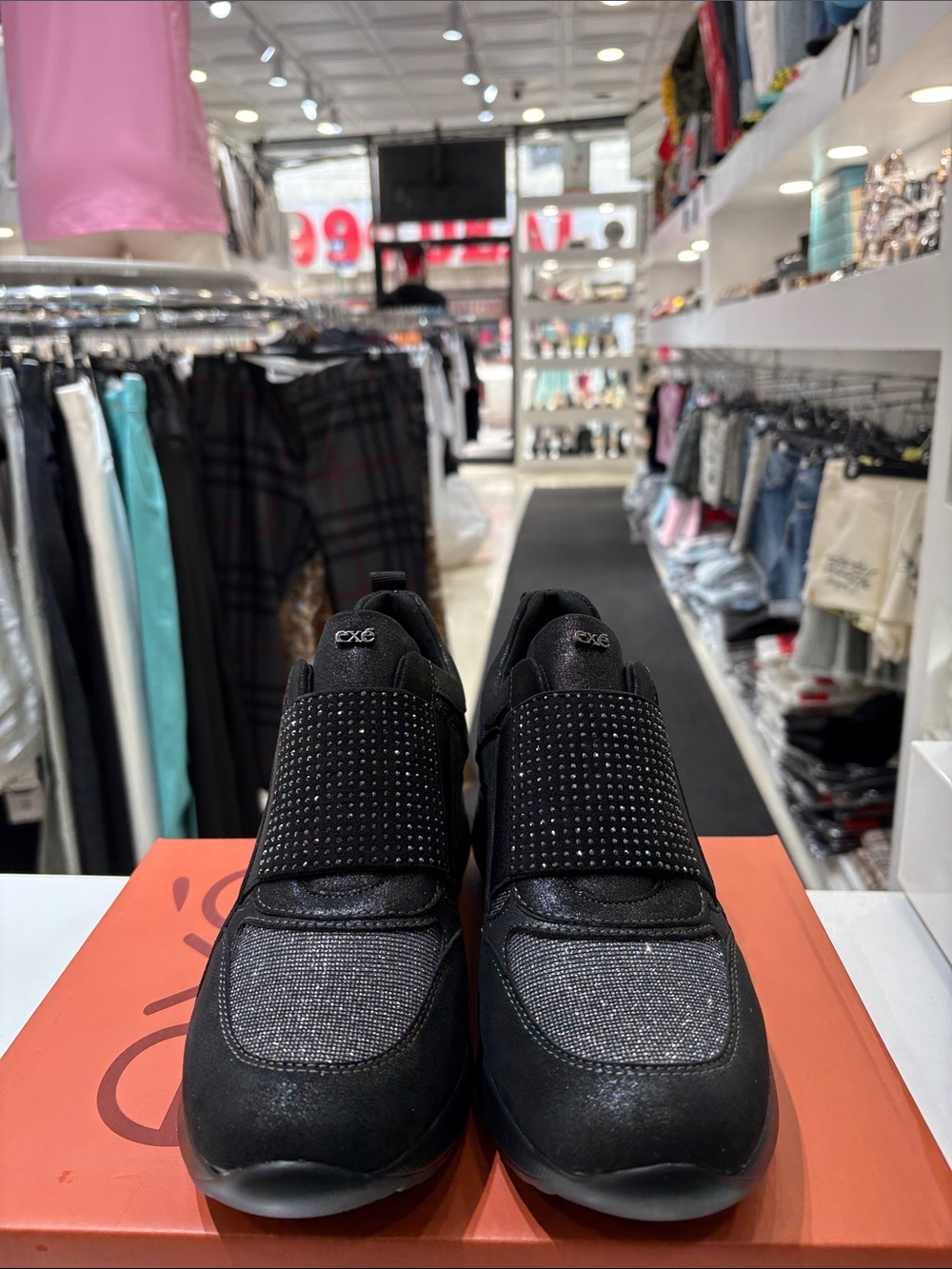 EXE Black Platform Slip-On Sneakers for Women